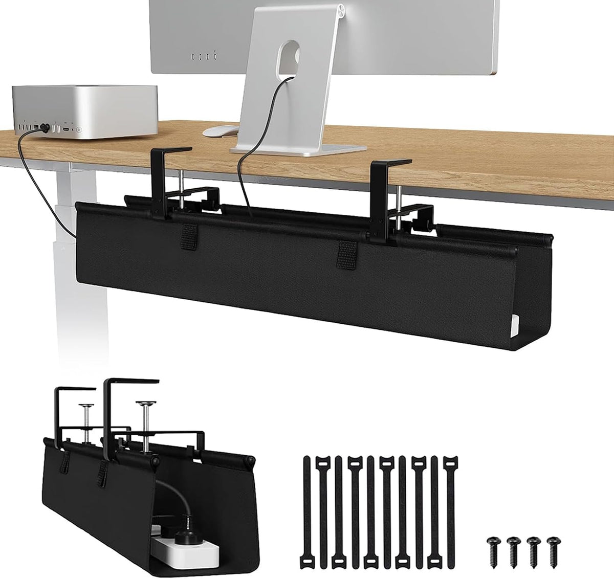 Under Desk Cable Management Tray 36" No Drill Metal Cord Organizer 70lbs