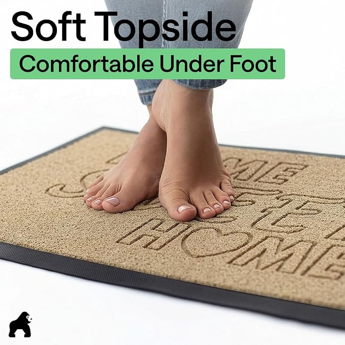 GORILLA GRIP 100% Waterproof All-Season WeatherMAX Doormat, US Designed Natural