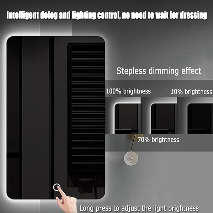 Bathroom Mirror with LED Lights, Backlit Illuminated Bathroom Mirror Wall