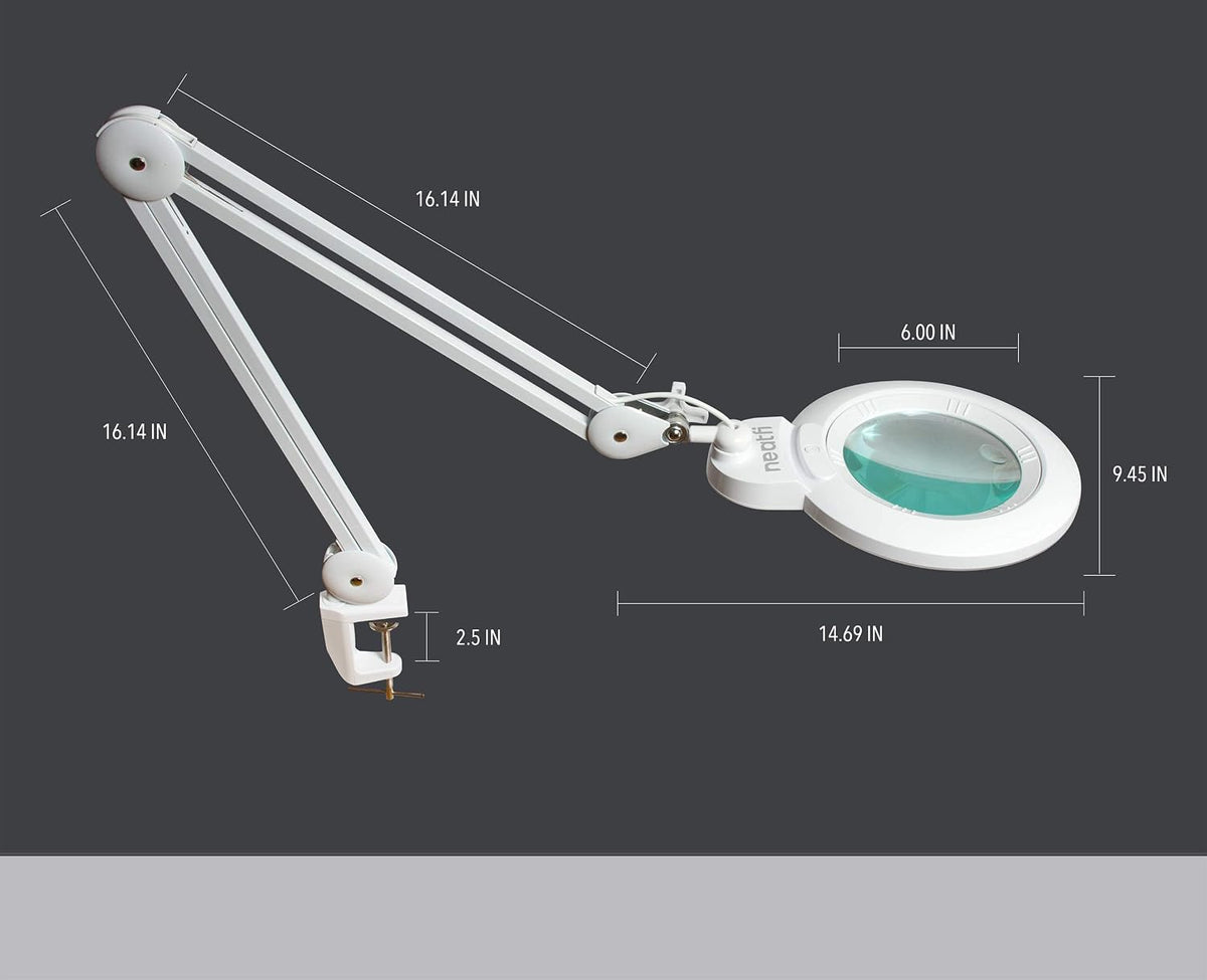 Neatfi Bifocal LED Magnifying Lamp, CCT, 1200 Lumens, 6-Inch Lens (White)