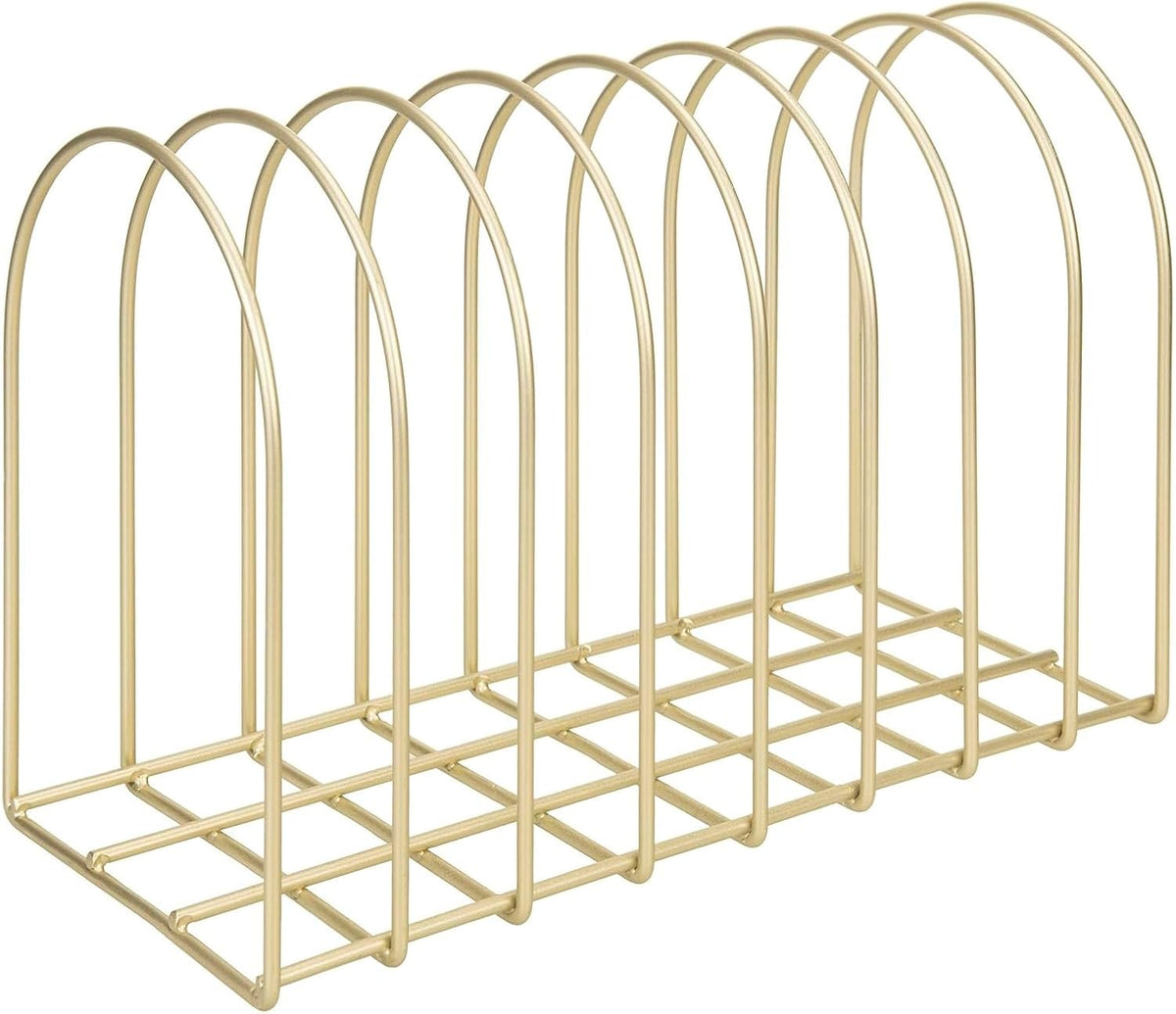MyGift Brass Metal Wire File Desk Organizer Binder Holder with 8 Wide Slots