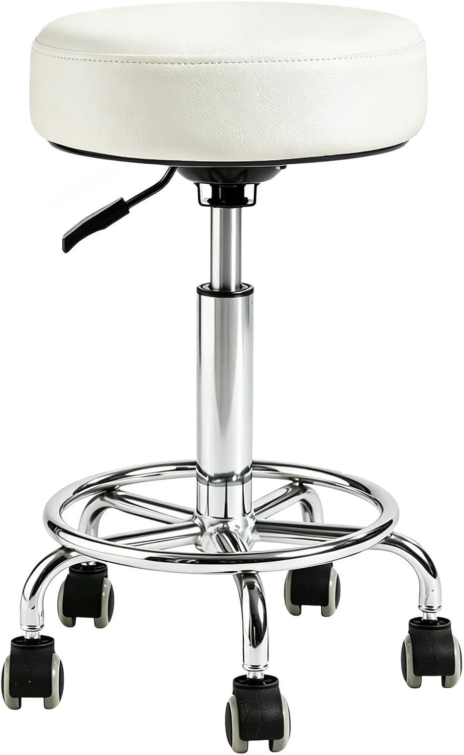 500lbs Heavy-Duty Adjustable Rolling Stool with Wheels & Foot pedal ring