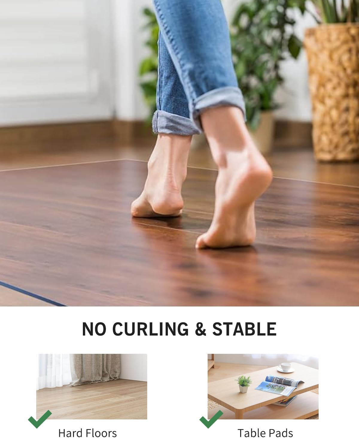 Area Mat for Hard Floor, 6'×9' Transparent PVC Area Rug for Home