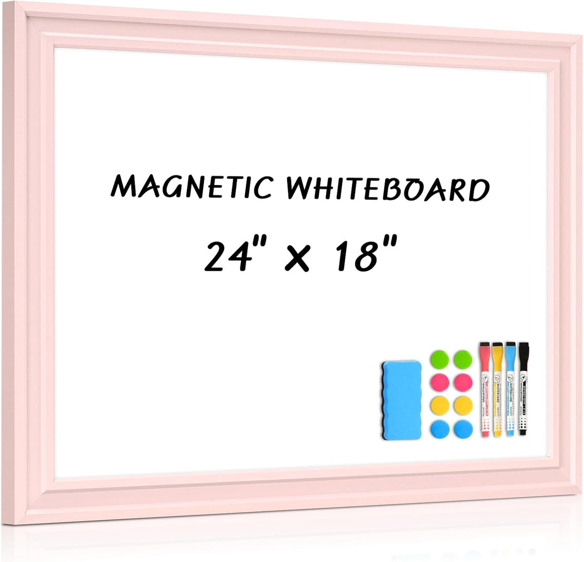 White Board for Wall, 24'' x 18'' Magnetic Dry Erase Board, Pink