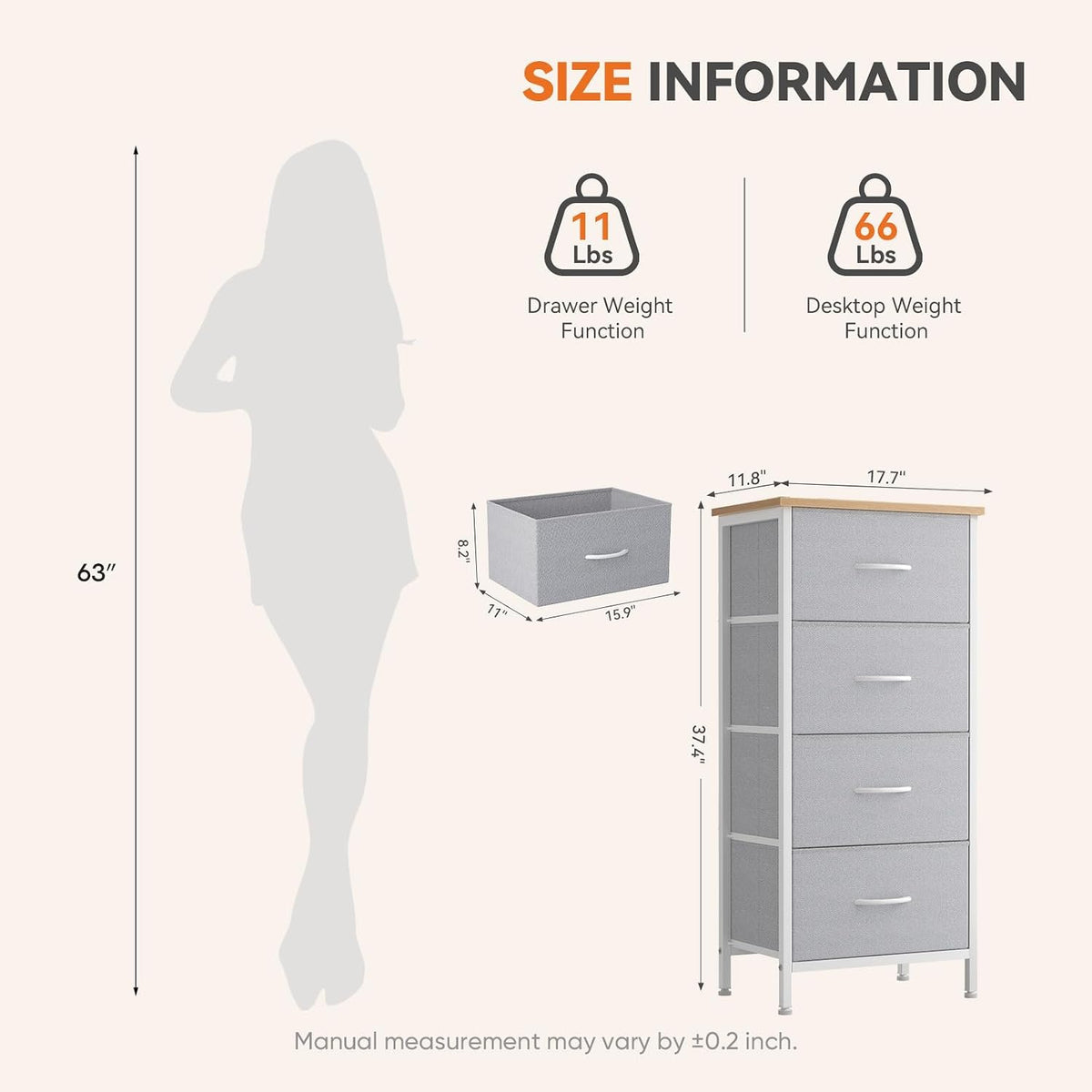 Sweetcrispy 4 Storage Drawer Dresser, Storage Cabinet, Clothes Organizer