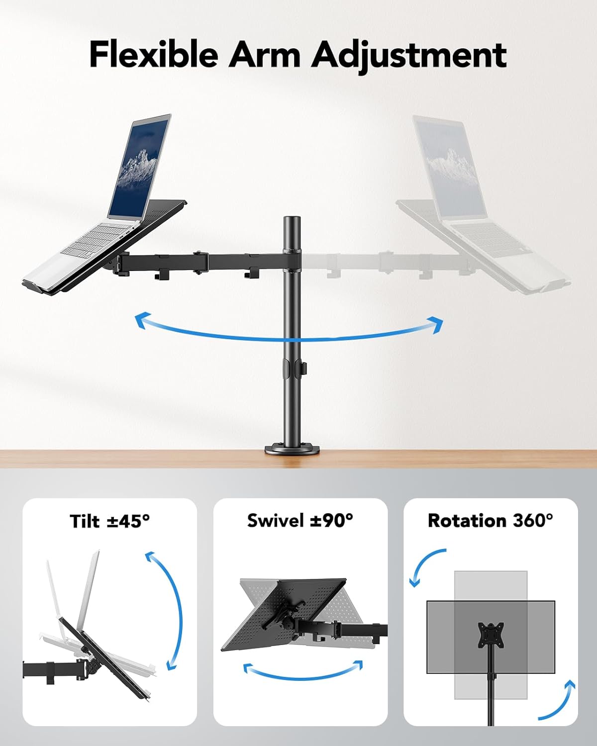 HUANUO Laptop Desk Mount - 17' to 32' Monitor Arm