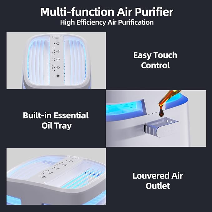 POMORON 4-in-1 Air Purifiers for Home, Air Ionizer Negative Ion Generator