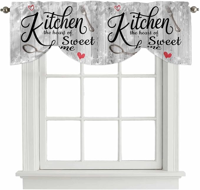 Kitchen Knife Fork Tie Up Valance Curtains