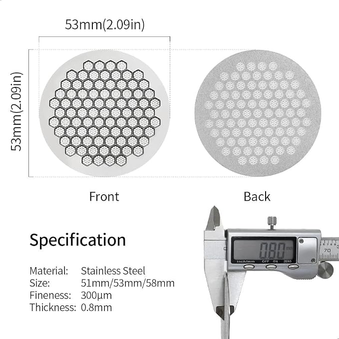 watchget 53mm Espresso Puck Screen Reusable Mesh Coffee Filter 0.8mm Thickness