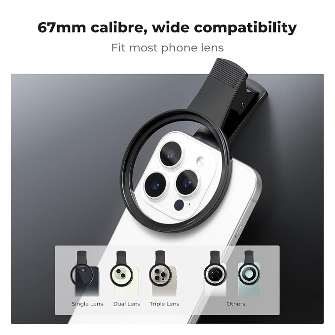 K&F Concept 67mm Thread Clip for Smart Phone, Large Caliber Phone Filter Adapter