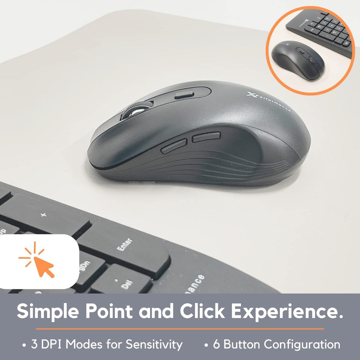 X9 Wireless USB-C Keyboard and Mouse Combo - Dual Port Compatibility (USB C + A) - Versatile Mouse Keyboard Combo Wireless w/ 8" Phone Stand and 113 Keys