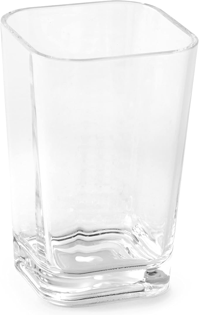 Clear Square Toothbrush Holder or Bathroom Tumbler Cup | Shatter-Proof