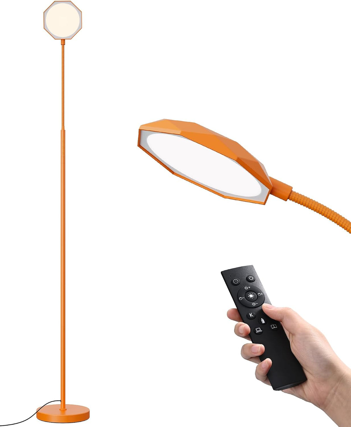 EDISHINE Gooseneck Standing Lamp 1300LM Super Bright for Living Room Orange