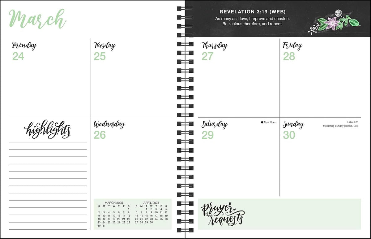 Prayer Journal for Women 12-Month 2025 Monthly/Weekly Planner Calendar