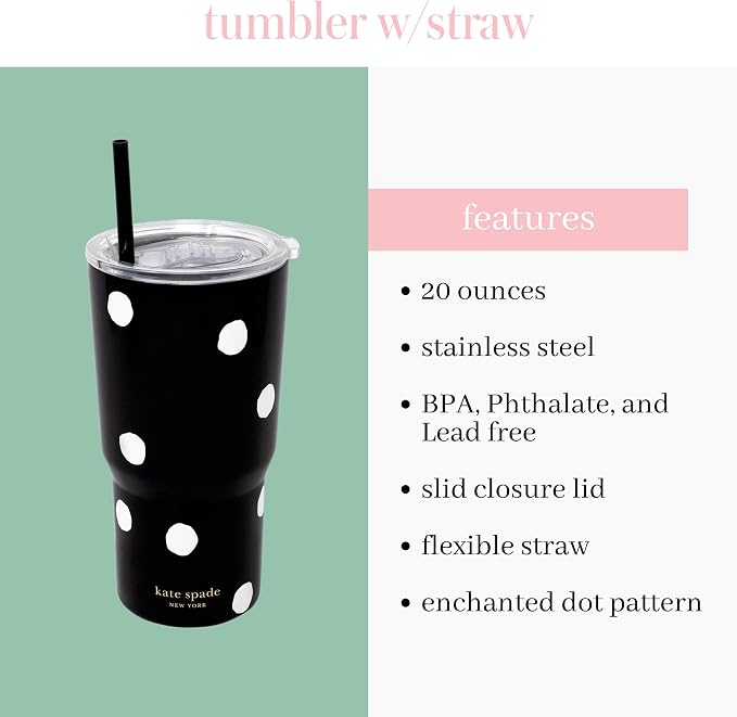 kate spade new york 20 oz Insulated Tumbler, Enchanted Dot | Stainless Steel Cup