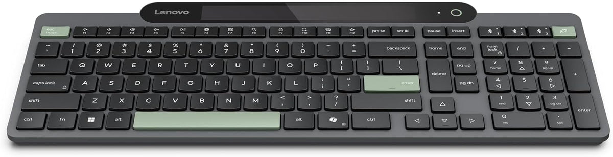 Lenovo 800 Self-Charging Bluetooth Keyboard, Uses Ambient Light, Bluetooth 5.1, Supports 3 Devices, Battery Free, Wireless, Grey
