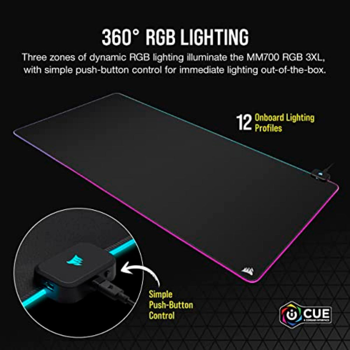 Corsair MM700 RGB Extended 3XL Cloth Gaming Mouse Pad/Desk Mat – Black