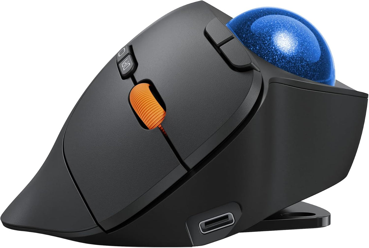 ProtoArc EM02 Wireless Trackball Mouse, 0/15° Adjustable Angle, Blue