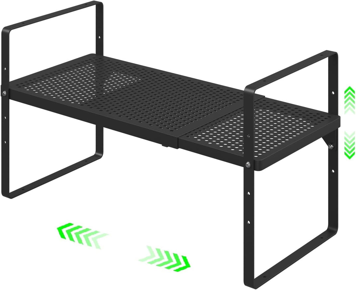 Expandable Storage Shelf, Stackable Organizer Rack, Black Small 1 PK