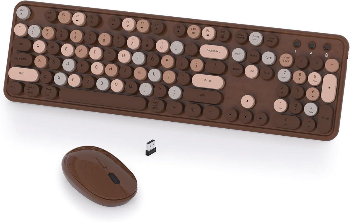 Colorful Wireless Keyboard and Mouse Combo (Brown Colorful)