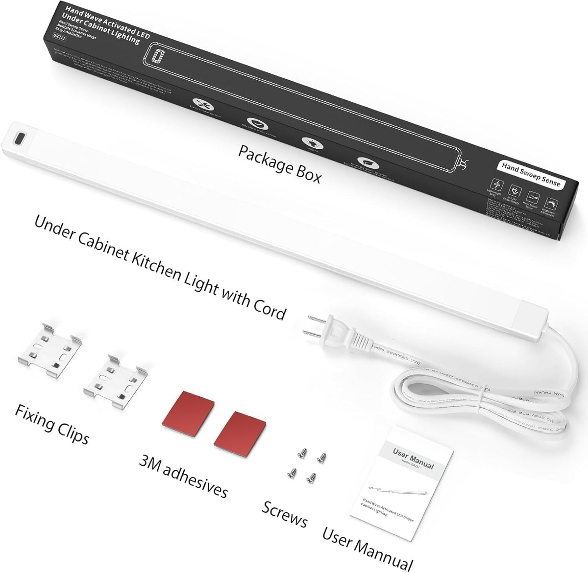 MYPLUS 24 Inch Under Cabinet Lights with Hand Wave,Plug and Play