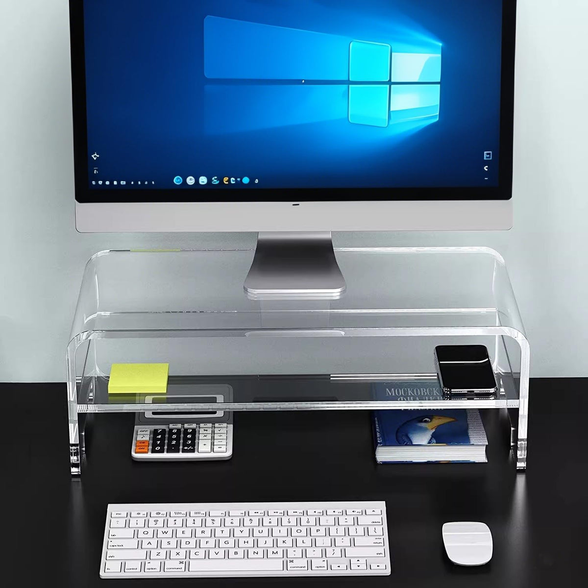 Acrylic Monitor Stand, 16 inch 2 Tier Computer Monitor Stand Riser