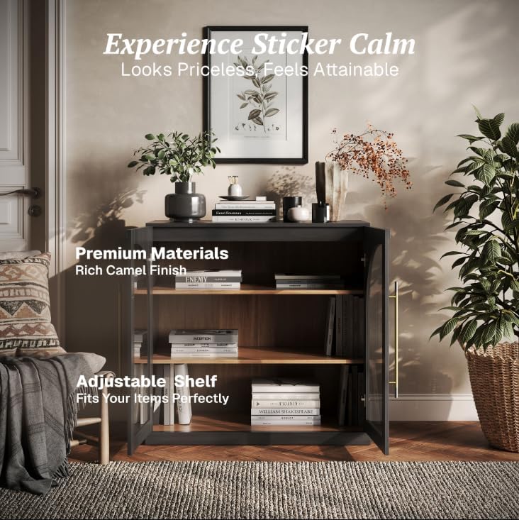 BELLEZE Jagger 3-Piece Modular Sideboard Buffet Cabinet - Ebony