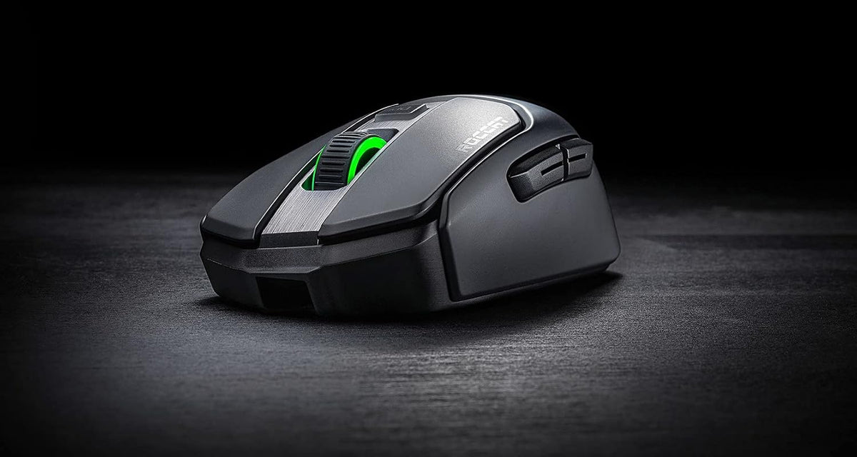 ROCCAT Kain 200 Wireless PC Gaming Mouse, AIMO RGB Backlit Lighting, Owl-Eye Optical Sensor, Ergonomic Mouse Feel, 5 Side Buttons, Adjustable Up to 16,000 DPI, Up to 50 Hour Battery Life, Black