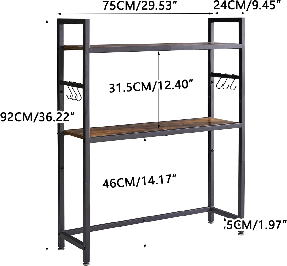 IBUYKE Office Desktop Shelf Organizer Computer Storage Rack Adjustable Desk Bookshelf Display Shelf for Office Home Dormitory,Brown UTMZ004H