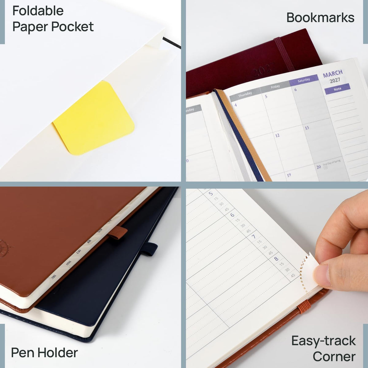 POPRUN Daily Planner 2027 One Page Per Day, 8.5"×12" Large Calendar Book