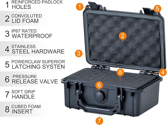 MEIJIA Portable All Weather IP67 Waterproof Protective Case, Hard Case