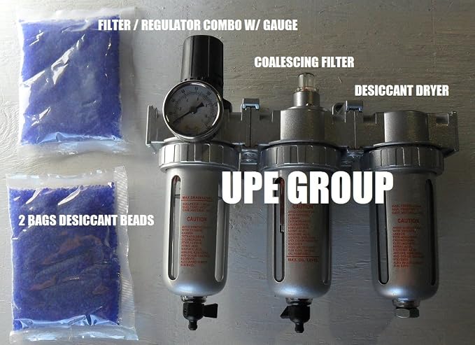 3/8" COMPRESSED AIR PARTICULATE FILTER WATER TRAP/PRESSURE REGULATOR/DESICCANT