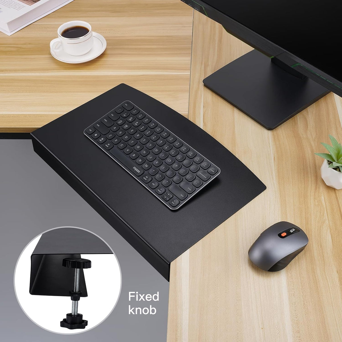 17 inch Corner Desk Connector Platform for Mounting on L-Shaped Desk Extender,Platform Extender Attachment (Black)