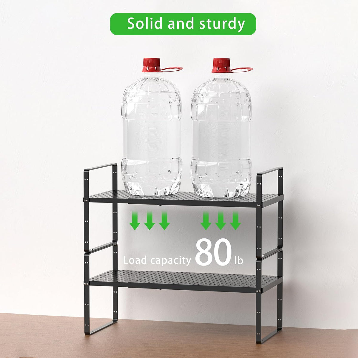 Expandable Storage Shelf, Stackable Organizer Rack, Black Small 1 PK