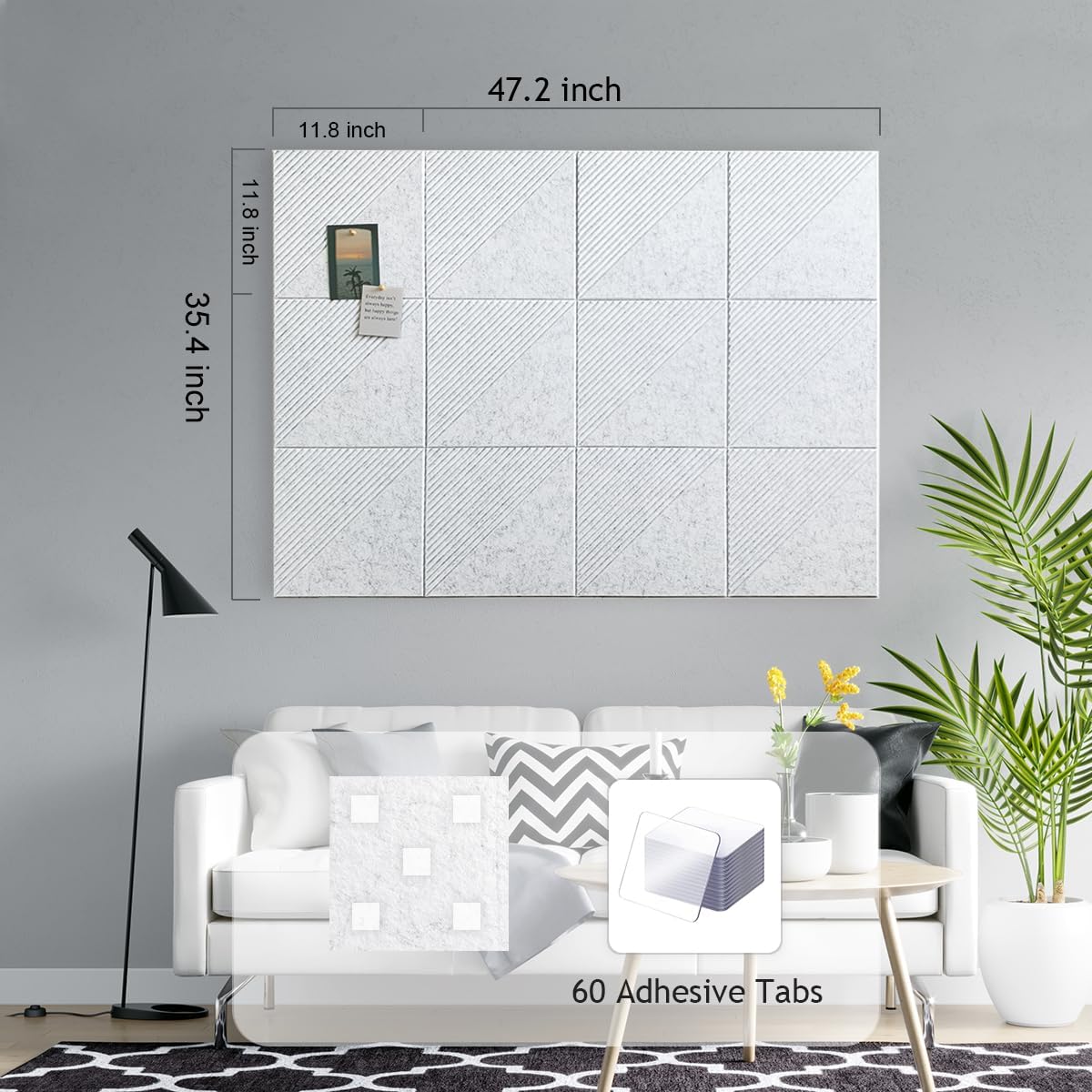 48" x 36" Large Cork Board Alternative&Felt Bulletin Board, Light Gray