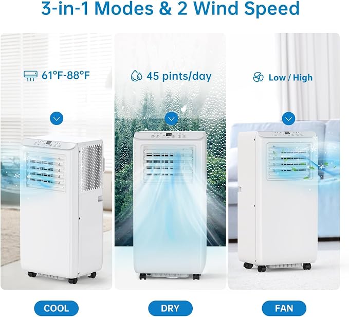 3-in-1 Portable Air Conditioner 8000BTU