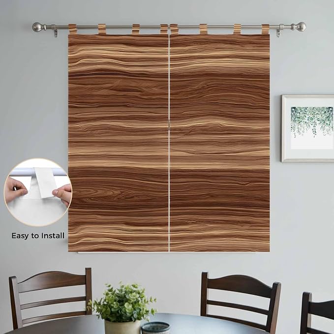 Brown Western Bedroom Curtains 72 Inch Length, Window Curtains Tab Top