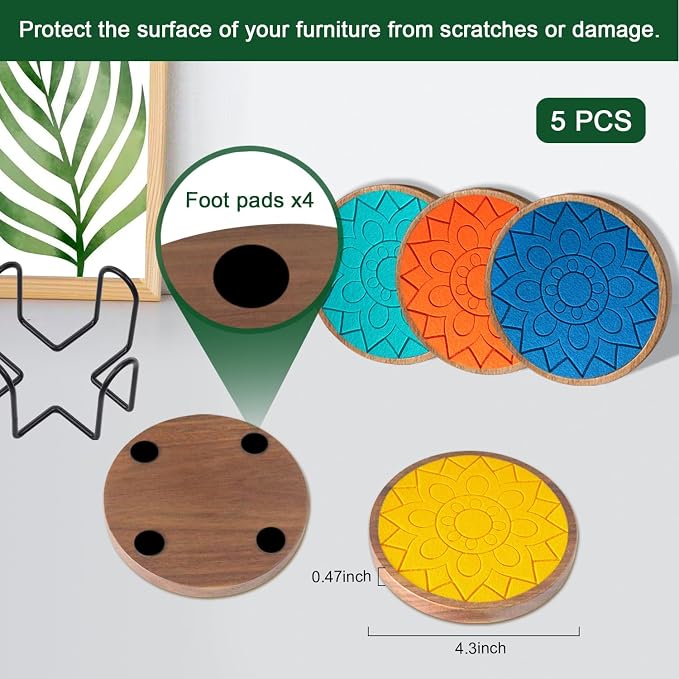 Coasters for Drinks Absorbent 5 Pack, Coasters for Coffee Table
