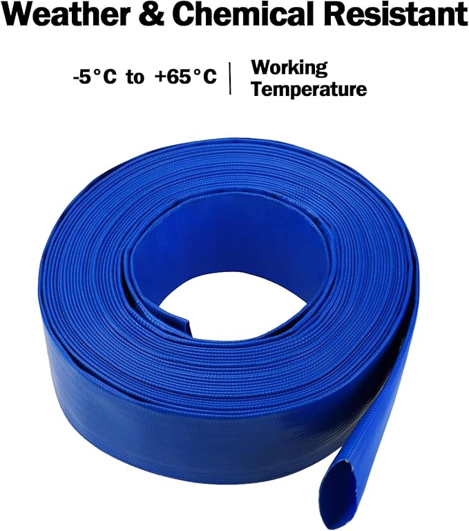 1 1/2 IN x 100 FT Pool Backwash Hose, Heavy Duty Flat Discharge Hose, Weather