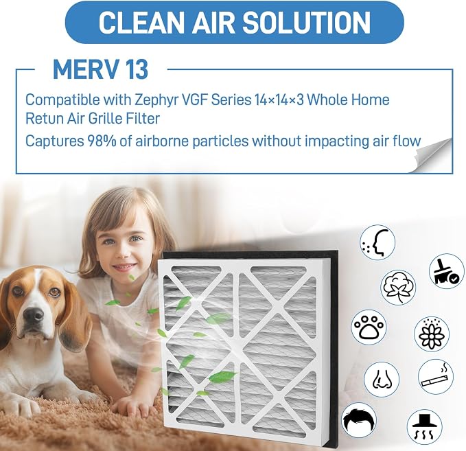 14x14x3 MERV 13 Pleated Air Filter Compatible