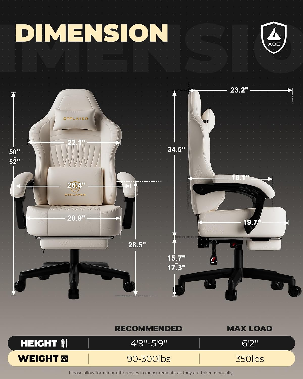 GTPLAYER Gaming Chair, Comfort Computer Office Chair for Adults, Beige New