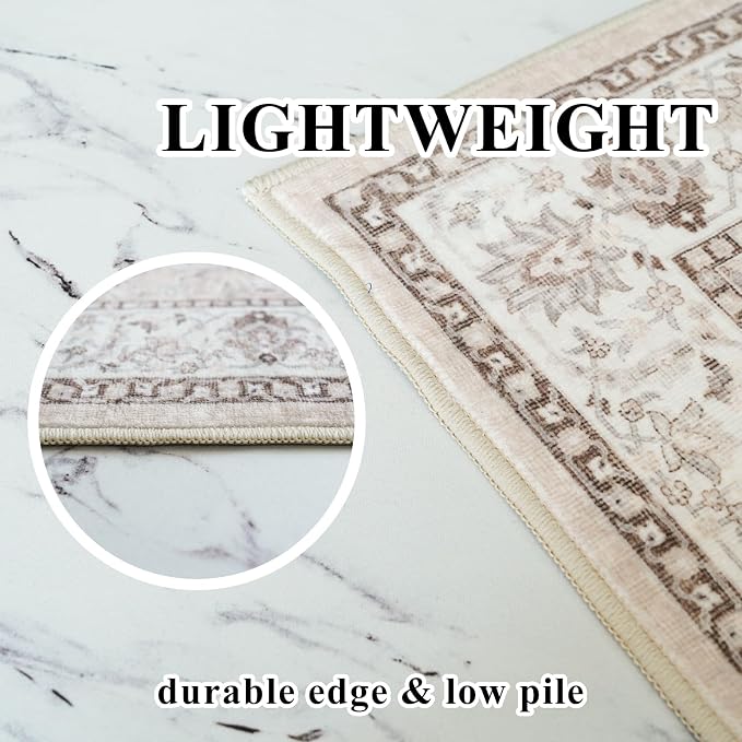 2x6 Hallway Washable Runner Rug : Vintage Soft Kitchen Laundry Runner