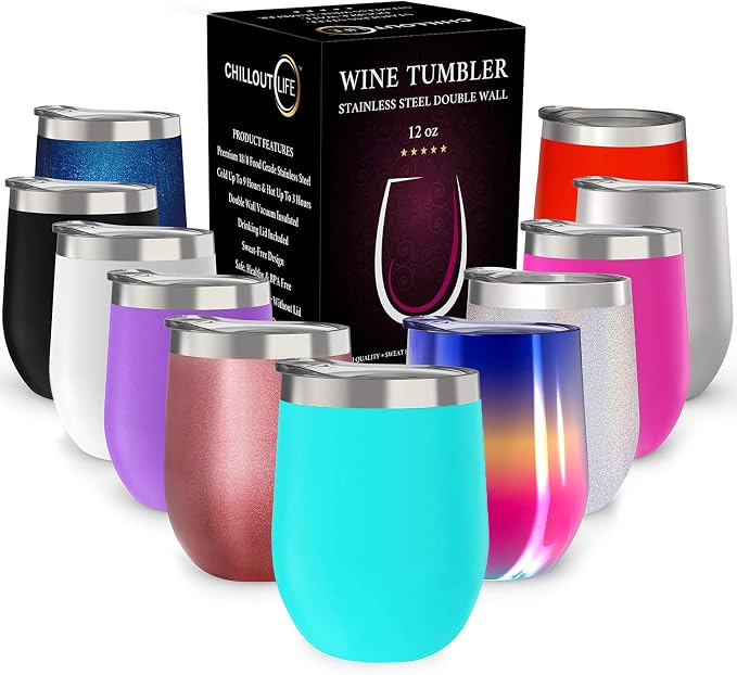 CHILLOUT LIFE 12 oz Stainless Steel Wine Tumbler