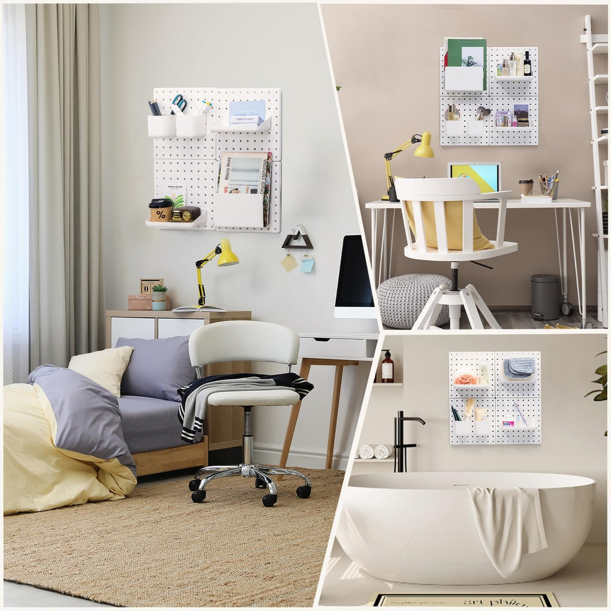 VUSIGN Peg Board Combination Kit 22"x22" Pegboards, White