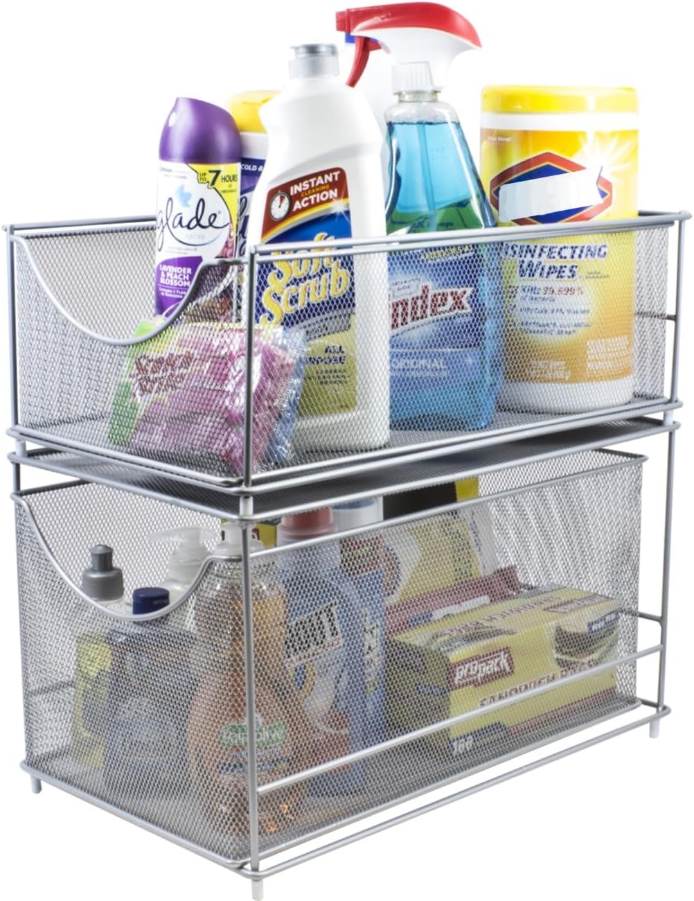 Sorbus Under Sink Organizer, Pull-Out Mesh Drawer (Silver)