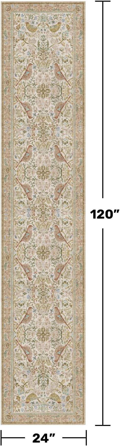 Beige 10 ft Long Vintage Runner Rugs