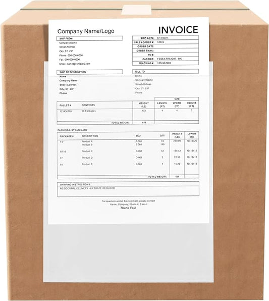 2000 Count 10" x 12" Shipping Label Envelopes, Clear Packing List Pouches with Self-Adhesive Back, Top Loading for Shipping Labels Sleeves, for Packing Slips, Labels Invoices & Paperwork. GPI