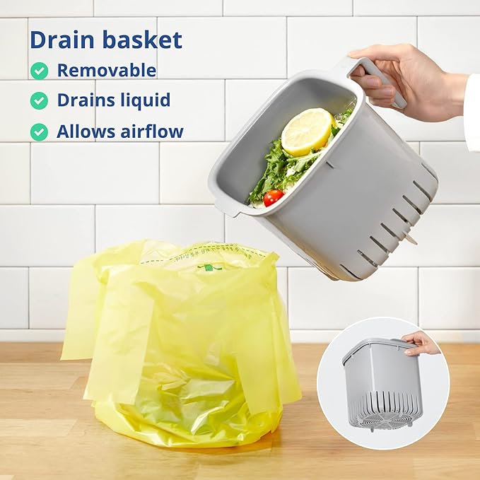Blue Ginkgo Kitchen Compost Bin – Filter-Free, Odor-Tight Countertop Food Waste