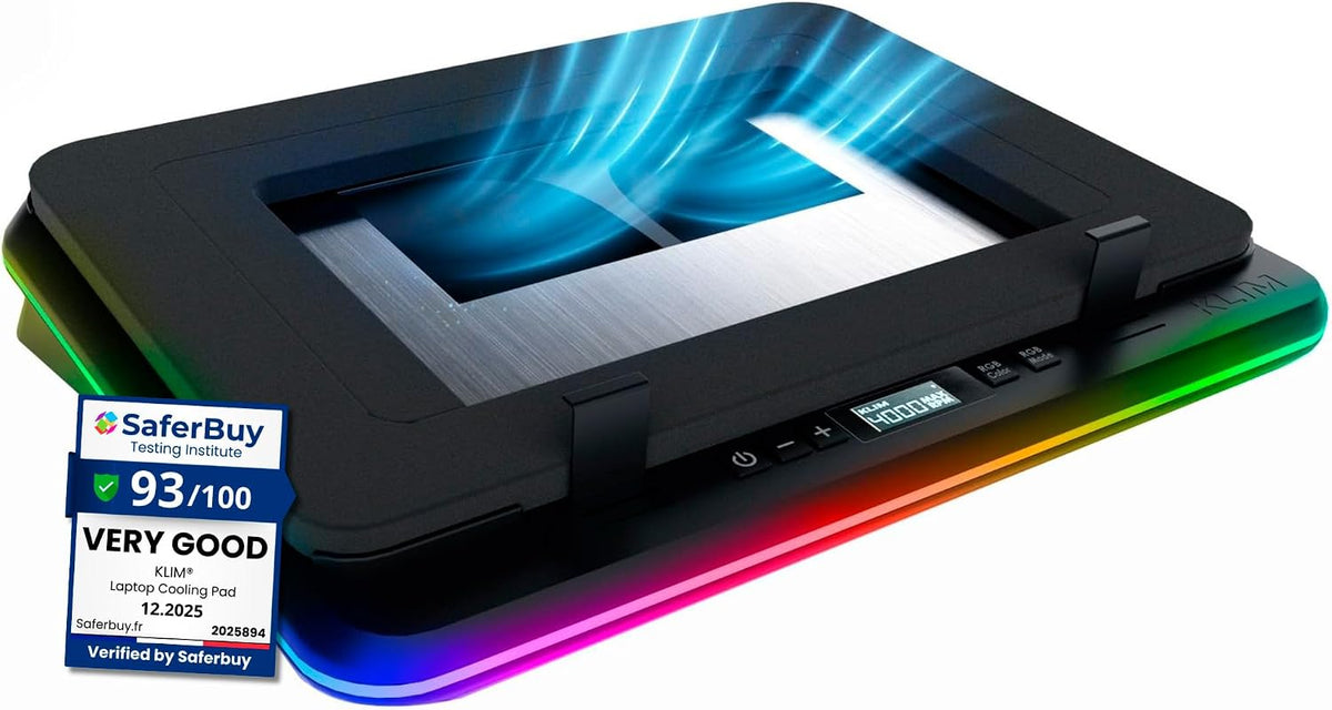 KLIM Turbofrost Gaming Laptop Cooling Pad - 4 Fans, RGB, 17in Aluminum