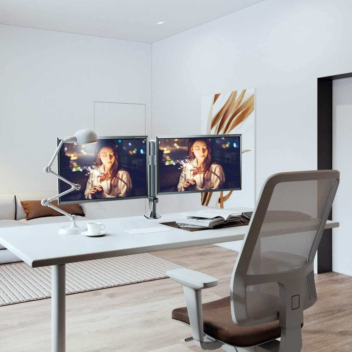 Suptek Dual Monitor Stand, Adjustable Dual Monitor Desk Mount for 2 Computer Screens up to 32 inch, Dual Monitor Arm, Holds up to 22 lbs Each, VESA 75x75/100x100 mm, Black (MD9442)